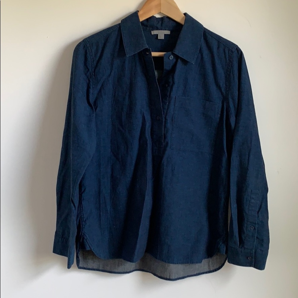 Cos navy half button shirt